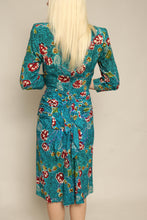 40s Patricia Fair Vivid Blue Floral Rayon Dress