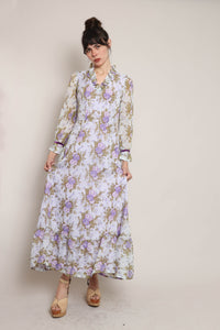 70s Lavender Floral Dress