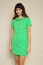 1970s Green Mod Mini Dress With Accent Collar