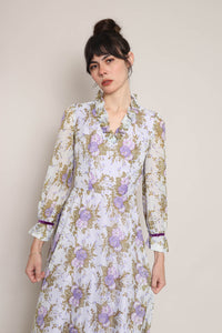 70s Lavender Floral Dress