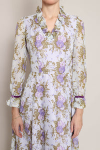 70s Lavender Floral Dress
