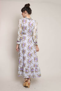 70s Lavender Floral Dress