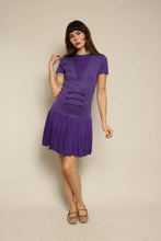 1960s Purple Drop Waist Mod Dress