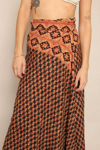 70s Block Print Wrap Skirt