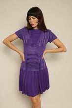 1960s Purple Drop Waist Mod Dress