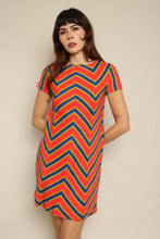 1960s Sue Brett Bold Chevron Striped Mod Shift Dress