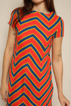 1960s Sue Brett Bold Chevron Striped Mod Shift Dress