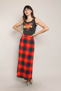 70s Plaid Knit Maxi Skirt