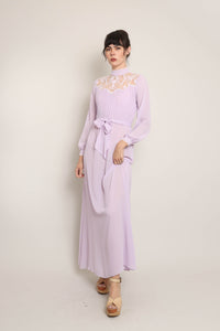 80s Victorian Chiffon Dress