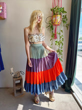 50s Color Block Gauze Cotton Skirt
