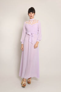 80s Victorian Chiffon Dress