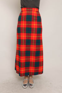 70s Plaid Knit Maxi Skirt