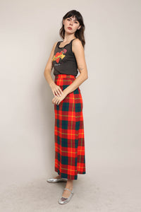 70s Plaid Knit Maxi Skirt