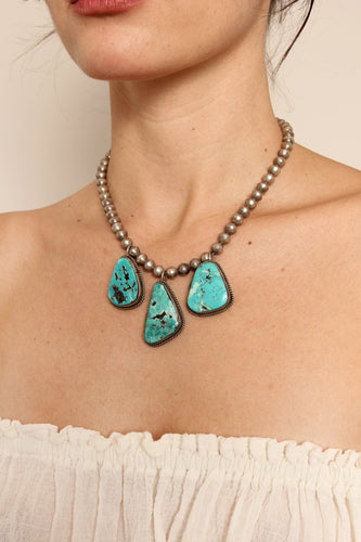 70s Turquoise Sterling Silver Necklace