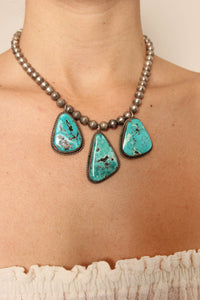 70s Turquoise Sterling Silver Necklace