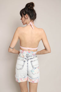 80s Acid Wash Floral Shorts