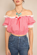 70s Red Gingham Crop Top