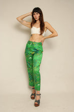 1960s Japanese Novelty Print Green Brocade Pants