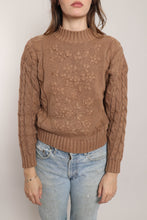 80s Brown Floral Sweater