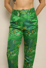 1960s Japanese Novelty Print Green Brocade Pants
