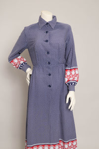 70s Border Print Dress