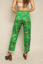 1960s Japanese Novelty Print Green Brocade Pants