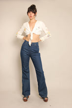 70s Floral Embroidered Crop Top