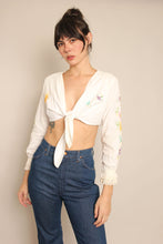 70s Floral Embroidered Crop Top