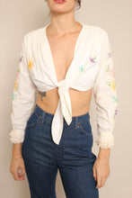 70s Floral Embroidered Crop Top