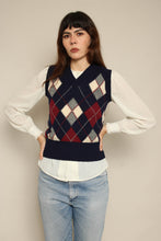 1980s Blue Argyle Sweater Vest