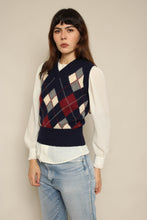 1980s Blue Argyle Sweater Vest