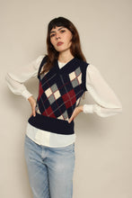 1980s Blue Argyle Sweater Vest
