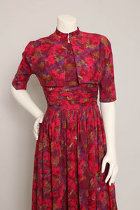 50s Pink Floral Dress Set