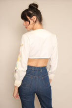 70s Floral Embroidered Crop Top