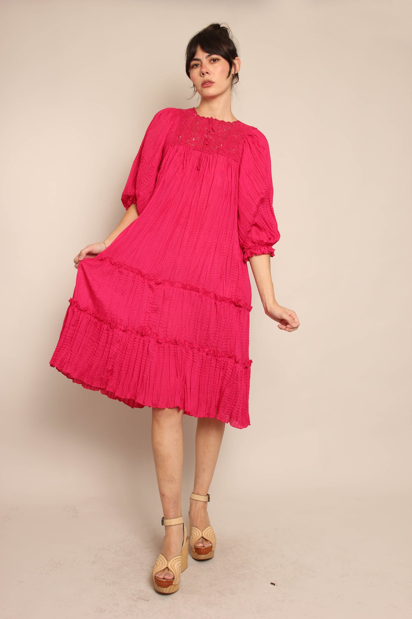 90s crochet dress 90s Crochet Gauze Dress
