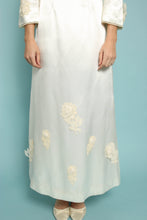 60s Bell Sleeve Satin Wedding Dress With Appliqués & Train