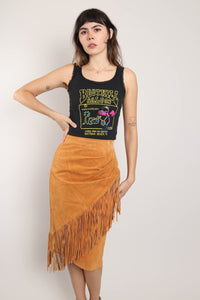 90s Suede Fringe Skirt