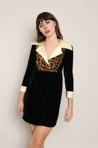 60s Leopard Velvet Dress