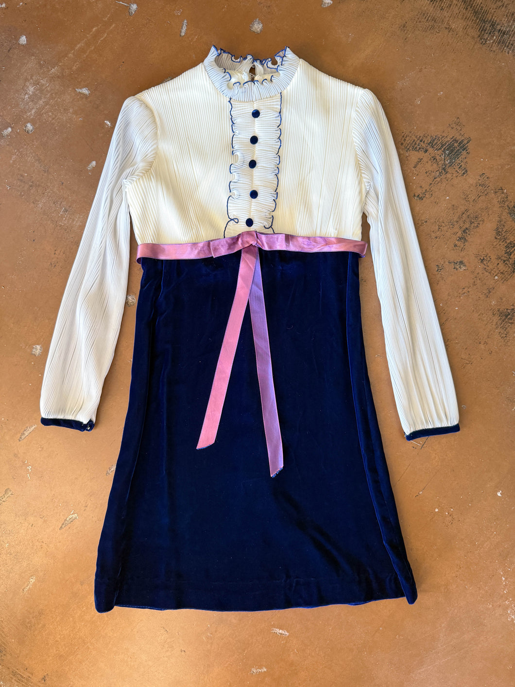 70s Victorian Velvet Mini Dress