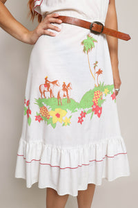 70s Horse & Pineapple Print Dress