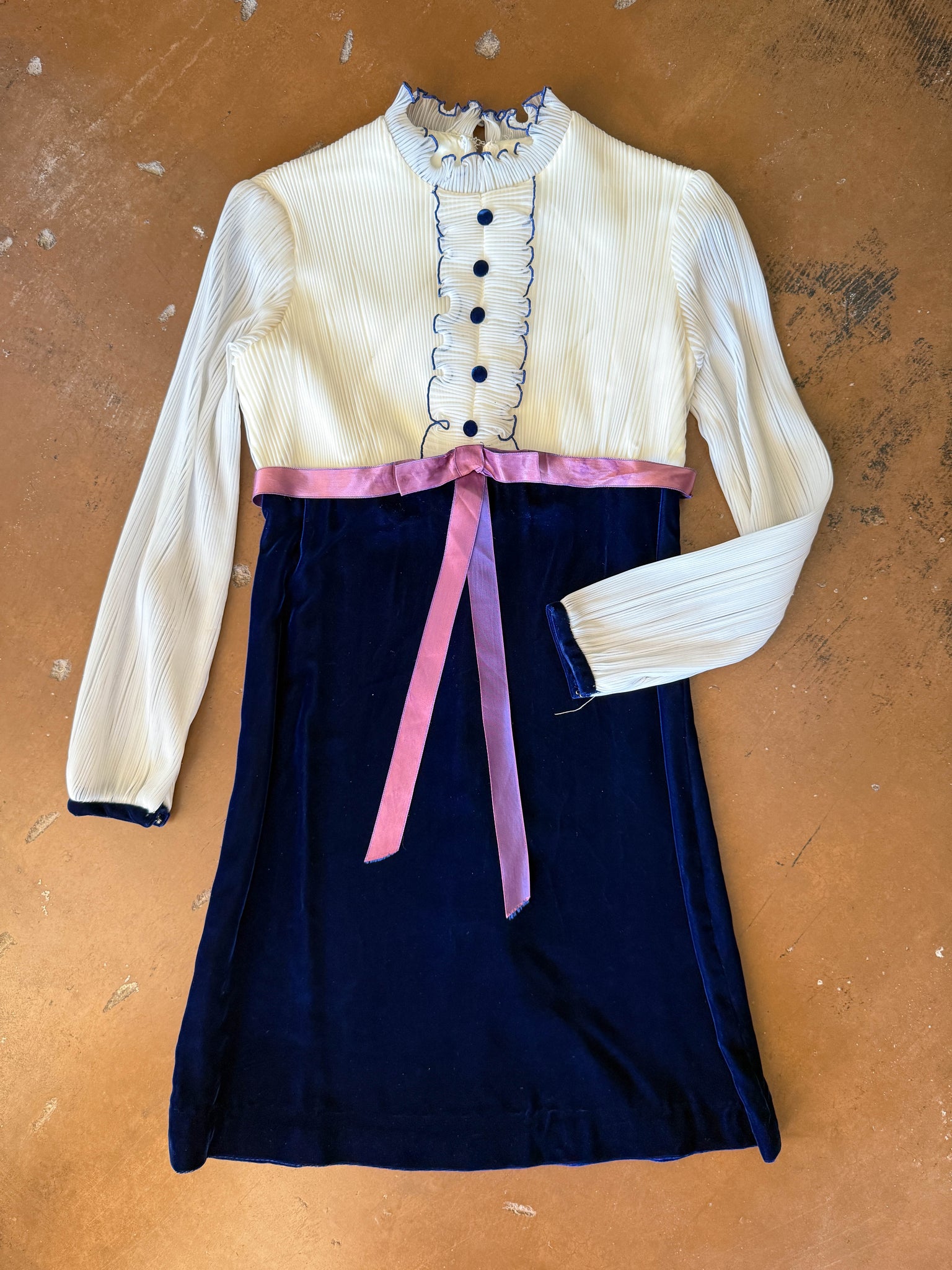 70s Victorian Velvet Mini Dress