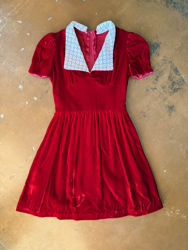 70s Velvet Babydoll Mini Dress