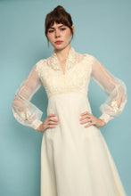 70s Romantic Bishop Sleeve Wedding Dress With Train