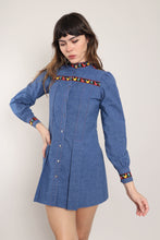 70s Embroidered Mini Dress