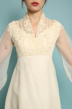 70s Romantic Bishop Sleeve Wedding Dress With Train