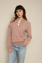 1980s The Ragg Muted Pink Striped Henley Sweater
