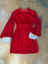 70s Bell Sleeve Velvet Mini Dress