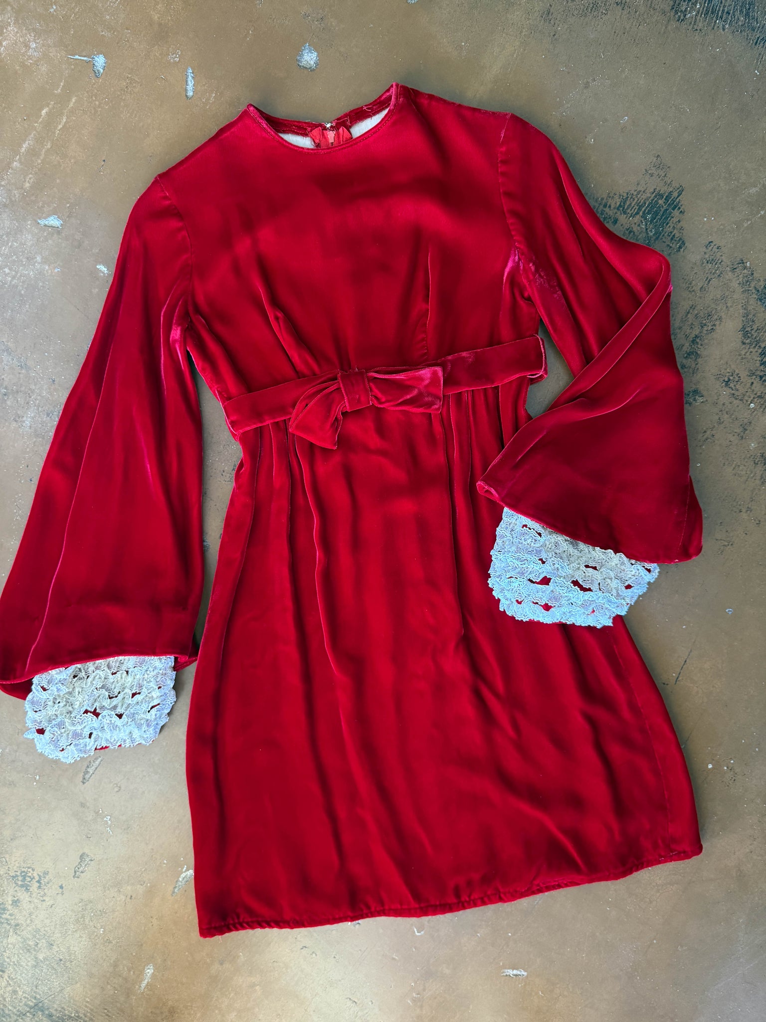 70s flared sleeve dress 70s Bell Sleeve Velvet Mini Dress