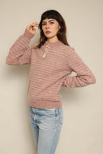 1980s The Ragg Muted Pink Striped Henley Sweater