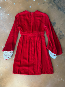 70s Bell Sleeve Velvet Mini Dress